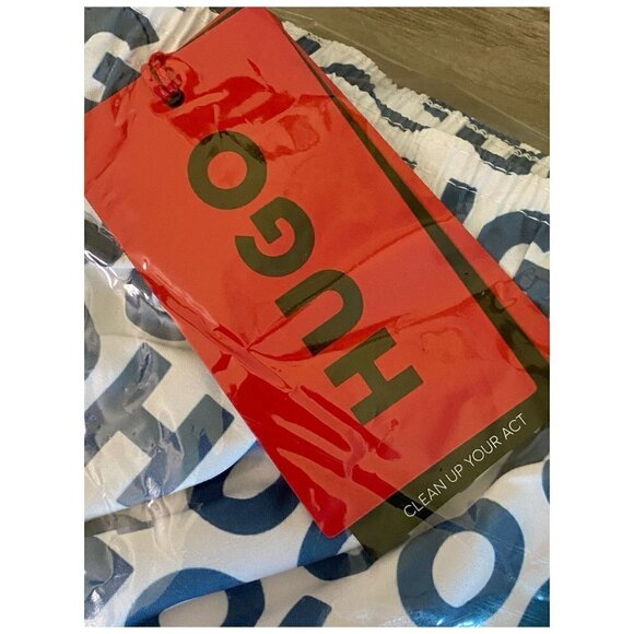 HUGO BOSS Logo-Print Swim Shorts in Blue / White Quick-Drying MENS Sz XL NWT - Picture 3 of 8